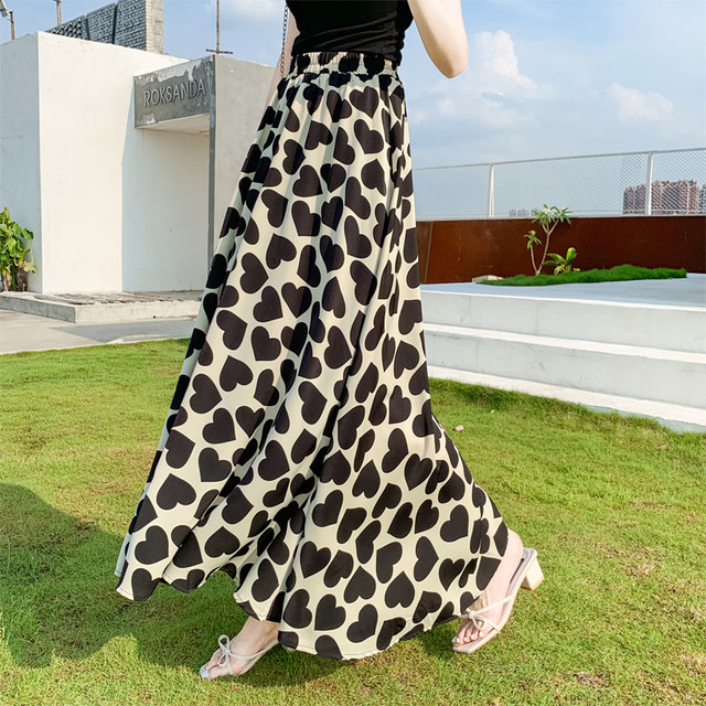 A-line skirt ແມ່ຍິງ summer retro floral skirt 2024 new chiffon long skirt loose big swing skirt super hot umbrella skirt