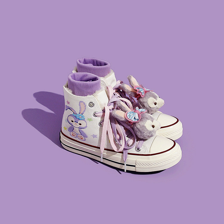 林先森星黛露鞋子帆布鞋女2021年新款春高帮史黛拉兔手绘鞋女鞋潮鞋