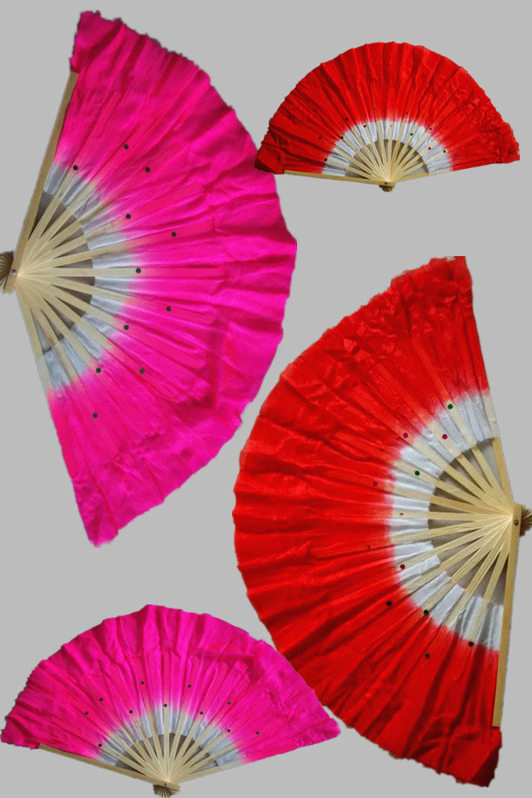 舞蹈扇子双面扇加长渐变色双扇广场秧歌跳舞扇