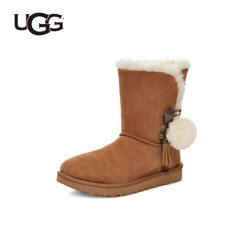 ugg2020秋冬新款女士经典靴经典迷你logo吊坠短筒雪地靴 1112493