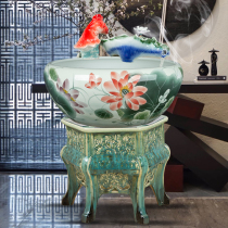Jingdezhen ceramic fish tank floor water fountain oxygen filter modern simple humidifier living room decoration