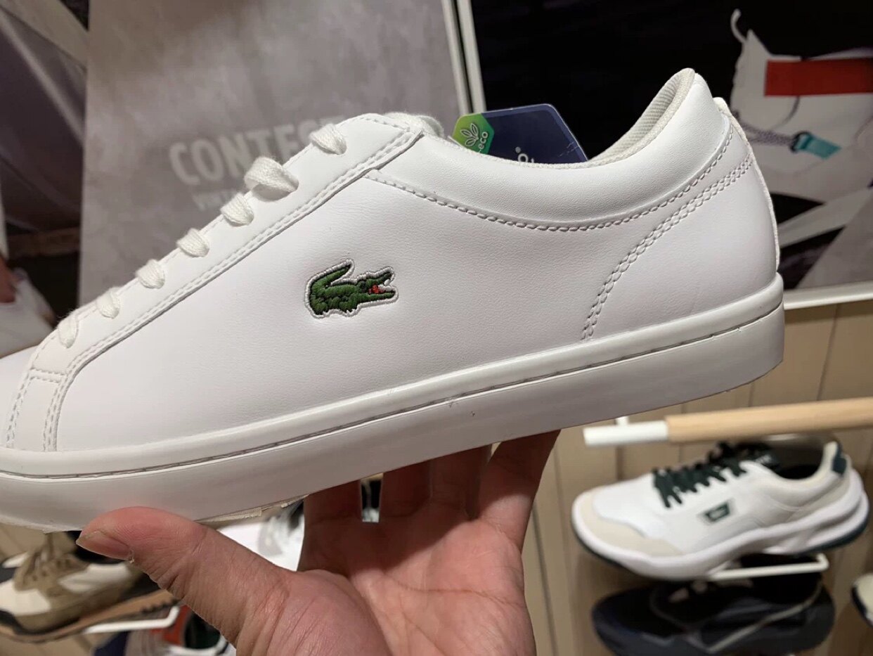 法国鳄鱼lacoste低帮休闲牛皮板鞋时尚流行男鞋夏季小白鞋情侣鞋