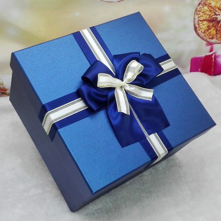高档长方形蓝色超大号圣诞生日礼物包装盒婚纱外套西装鞋子定做盒