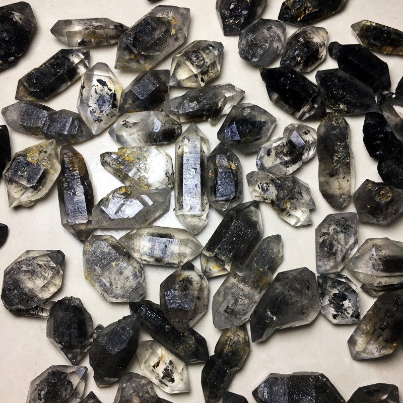 天然水晶赫尔基蒙黑流沙闪灵钻 黑幽灵水晶 云贵双尖水晶骨干原石