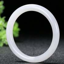 Hetian jade bracelet lanolin jade grade Xinjiang white jade bracelet round bar natural A-goods certificate for thin female models in the year of life