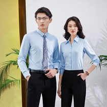 New bamboo fiber V-neck professional shirt womens long-sleeved slim-fit non-ironing business dress shirt spring and autumn light blue