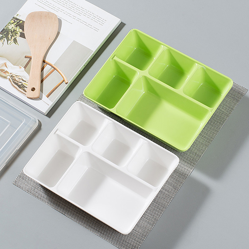 pp简易便当快餐盒食堂多格盒子带盖微波炉加热盒带1个分格快塑料