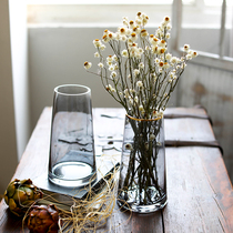 Gold Glass Vase ornaments light luxury Nordic flower arrangement T-shaped simple flower gray gilt vase