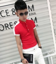 Color-fixing social guy short-sleeved male spirit new small size slim polo shirt youth trend handsome half-sleeve T-shirt
