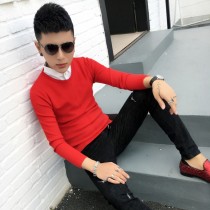 Shirt collar sweater mens fake two fall Korean versions of the mens clothing and sweatshirt new spirit little guys knitted sweatshirt