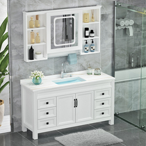 Smart bathroom cabinet combination modern simple toilet wash table set wash hand wash face rock board basin floor type