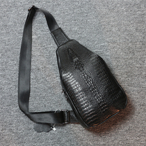 Leather chest bag mens Korean version of the first layer cowhide shoulder satchel trend casual backpack crocodile pattern fashion chest bag