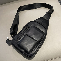 Head Layer Bull Leather Chest Bag Men 2022 New Genuine Leather Single Shoulder Sloped Satchel trends Japan-ROK Youth Outdoor Leisure Package