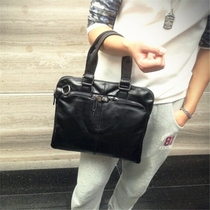 Handbag mens Korean version of the 2018 new trend business briefcase soft leather casual shoulder messenger bag file bag