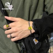 South Korea Dongdaemun ins niche design tide brand mens smiley face titanium steel bracelet simple female couple hip-hop accessories