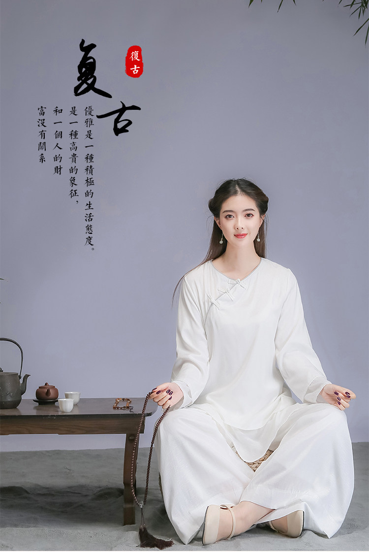 现货禅服女套装夏打坐居士服禅意风唐装汉服套装女_仟语服饰99qyfs811