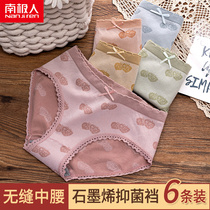 Antarctic womens underwear summer thin breathable cotton graphene antibacterial crotch lace middle waist triangle shorts head