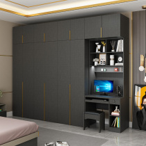 Siamese computer learning desk Nordic two-door three-door wardrobe assembly modern simple wardrobe bookcase integrated combination