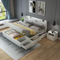 Modern simple pneumatic high box bed 18 meters double bed small family economical factory direct plate bed 15 meters