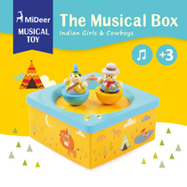 Milu baby childrens rotating wooden music box Indian doll clockwork music box boys and girls gifts