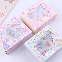 Good table friend * cartoon girl heart hand book material sticker hipster diy decorative tape ins color stickers