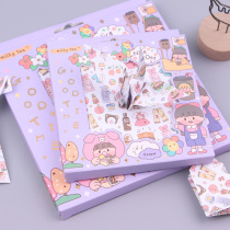 Square cartoon girl printing pattern handmade origami children student special color paper diy jam