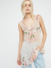 free people 波西米亚亮片透视露背连衣衬裙Dancer Slip