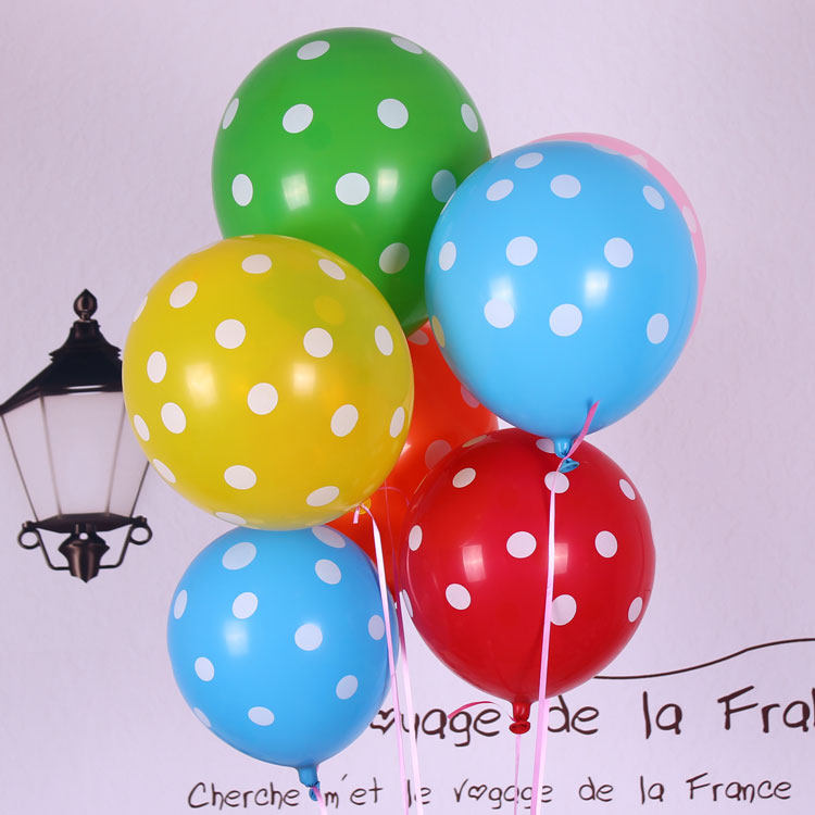 12寸加厚乳胶气球圆点波点气球 生日派对婚礼婚庆装饰氢气球批发