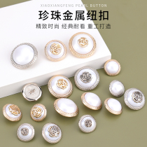 Pearl button Fashion metal buckle Fancy Clothes Big Coat Sweater Coat Fur Female Round Button Accessories