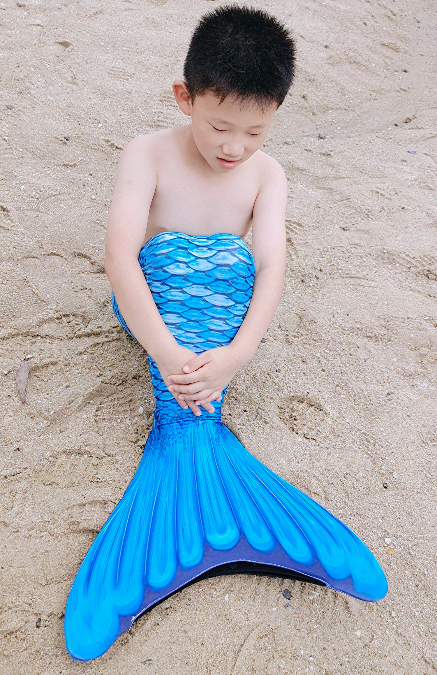 男生的美人鱼尾巴 男童男孩泳衣泳装服装衣服儿童人鱼拍照道具