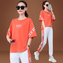 Harun sweater suit Womens summer loose large size fashion brand fashion sportswear foreign style Korean version of the casual two-piece set