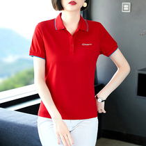 Summer polo shirt women with collar short sleeve casual T-shirt women thin middle-aged mother cotton half sleeve loose sports shirt