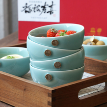 Green Porcelain Tableware Household Rice Rice Bowls Single Foru Happiness 4 5 Inch Ceramic Chinese Style Small Bowl Sweet bowl High temperature