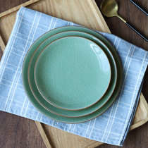 Dragon Springs Green Porcelain Ice Cracks Cutlery Pan Home Ceramic Bone Disc 8 Inch Shallow Pan Chinese Dish disc pure color