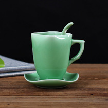 Flowers Green Porcelain Coffee Cup Ceramic Suit Subdish Cup Suit Minima Coffee Kit for afternoon tea