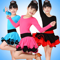 Childrens girls dance costumes girls girls Latin dance dress competition performance long sleeve jumpsuit autumn and winter