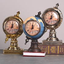 Globe clock American retro home fashion clock decoration creative office decoration desktop ornaments