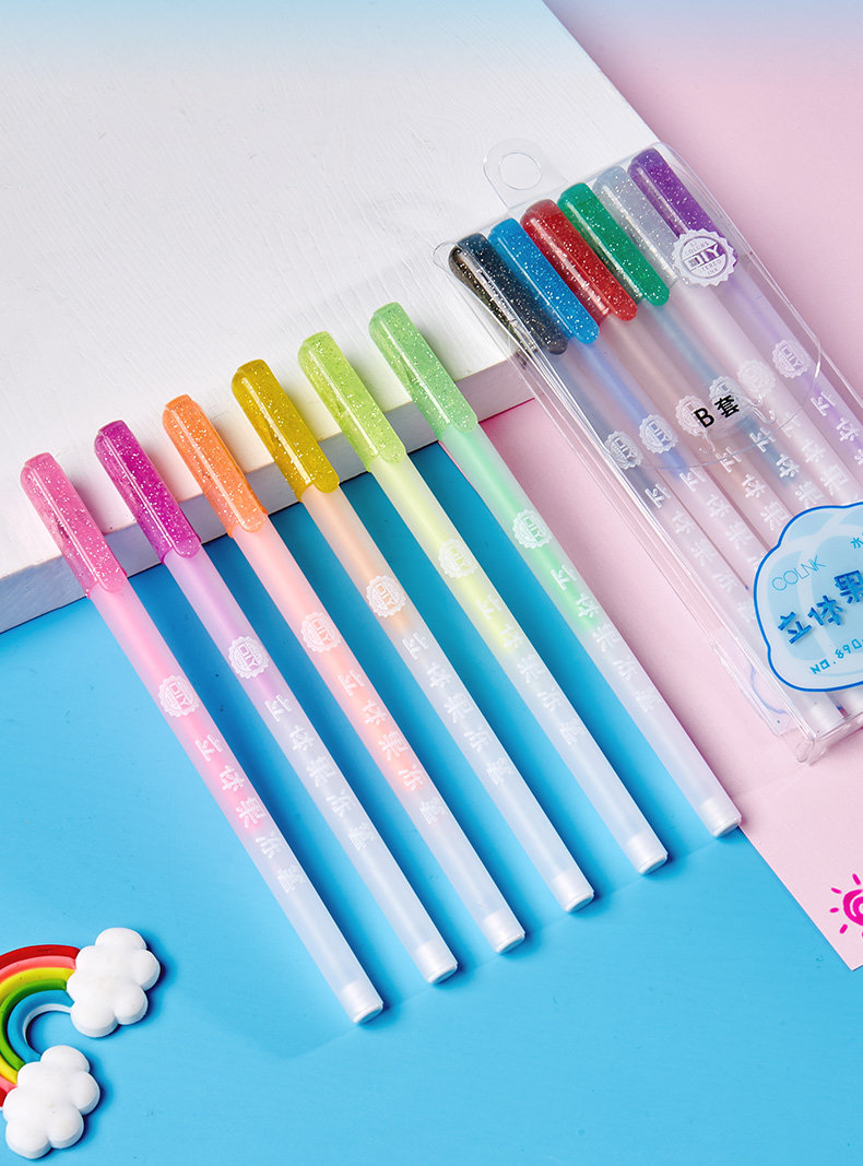 柯林890立体果冻笔彩色中性笔学生可爱创意diy手账啫喱笔1.0多色