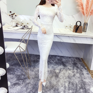 Fishtail lace dress slim pack hip sexy party evening dress