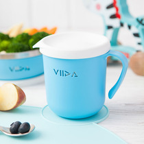 VIIDA childrens water cup household stainless steel baby straight drinking cup baby learning to drink cup silicone kindergarten anti-fall