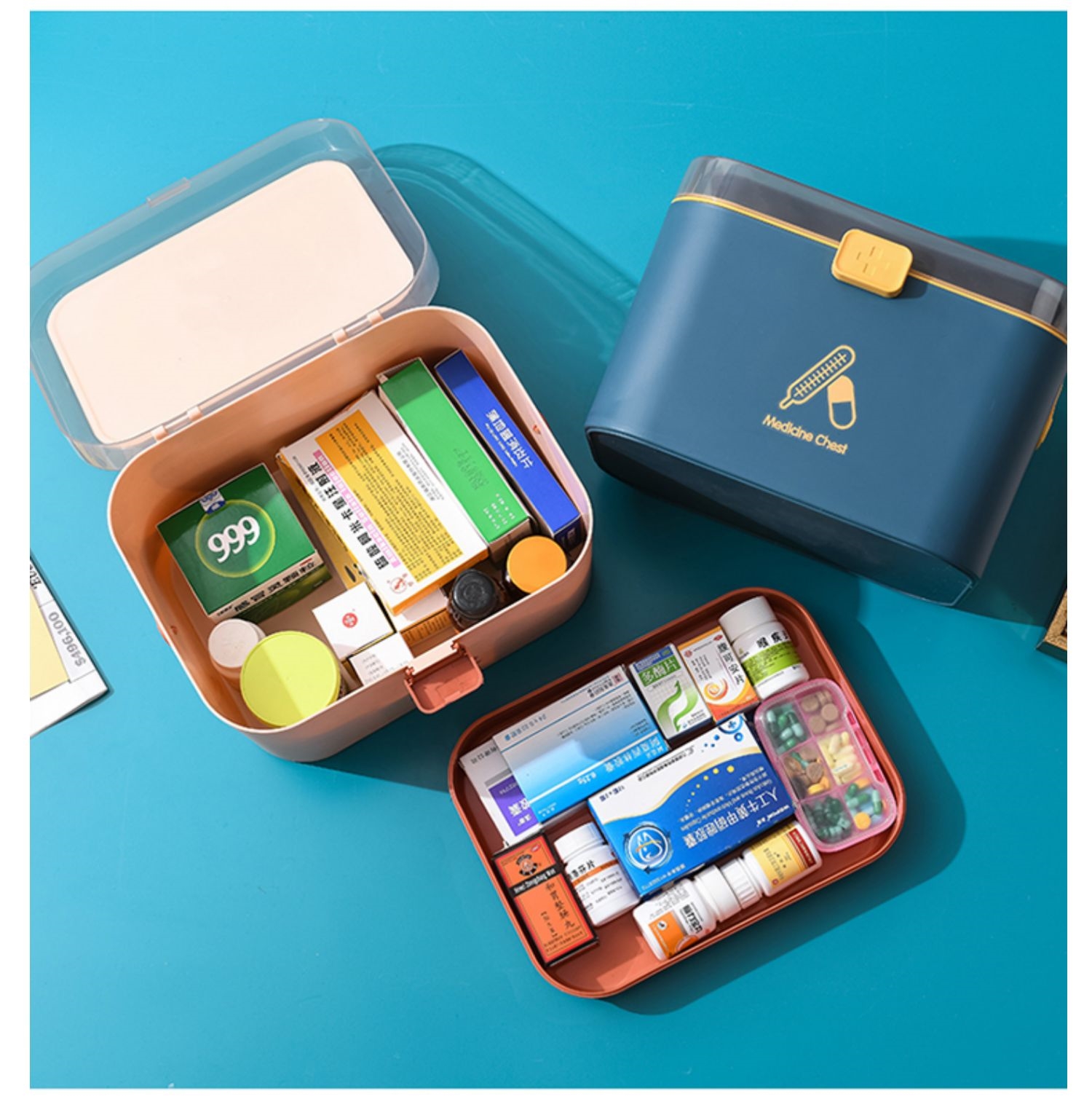 家用医药箱家庭装小药箱医疗医用小型急救箱全套药品收纳盒大容量