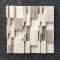 Gray wood mosaic TV sofa background wall Natural marble image background wall tile