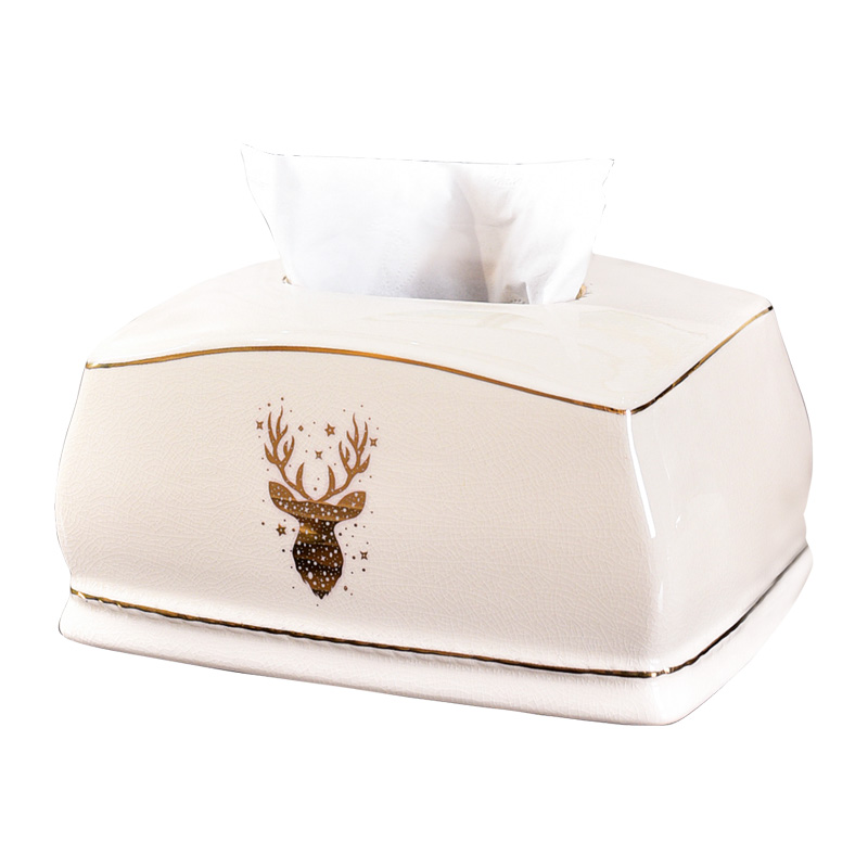 Nordic light luxurious modern ceramic tissue box sitting room tea table household table bedroom take cartons decorative paper smoke box