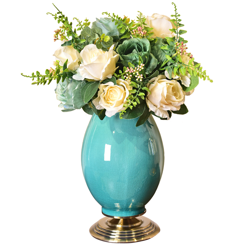 Light European - style key-2 luxury furnishing articles ceramic vase American household living room TV cabinet table decoration simulation flower arranging flowers