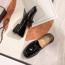 Seven step Forest patent leather College British small leather shoes a pedal happy shoes temperament single shoes children 2021 spring new strict