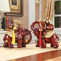 Lucky elephant ornaments A pair of Feng Shui living room wine cabinet TV cabinet decoration office decoration craft opening gift