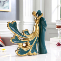 Nordic creative modern home decoration Living room TV cabinet Simple ceramic couple ornaments Housewarming wedding gifts