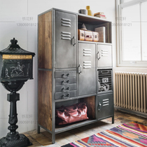 Retro bookcase display cabinet file cabinet creative locker cupboard American vertical cabinet bar wrought iron industrial wind cabinet
