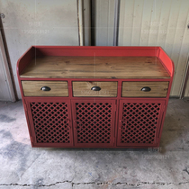 Retro wrought iron sideboard storage cabinet industrial wind cabinet locker American restaurant hotel dining cabinet tea cabinet