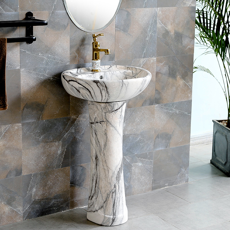 Pillar lavatory small family, creative household contracted ceramic marble balcony toilet lavabo console